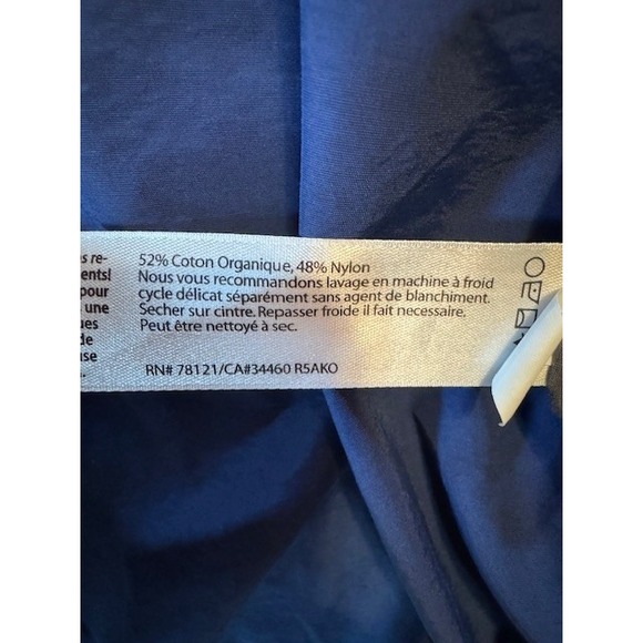 Eileen Fisher Organic Cotton Nylon Rain Jacket Blue Button Hooded Size‎ XL - Picture 9 of 13